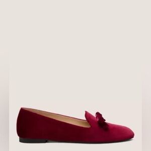 ❤️ Stuart Weitzman Bordeaux Red velvet bow Reese Loafers flats shoes NWT 12 b